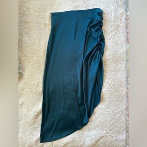 Slitted Silk-like High waisted skirt, size s, blue